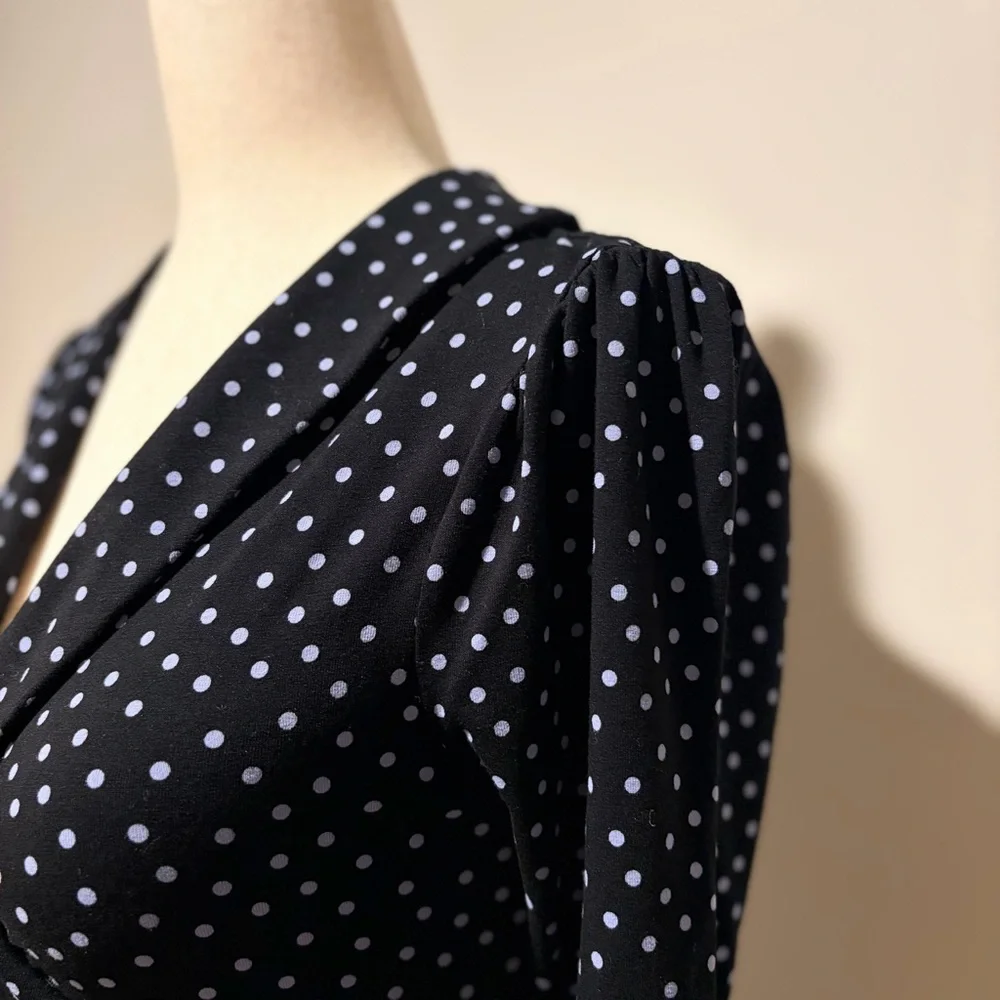 Boden Fixed Wrap Jersey Dress Scattered Polka dot - Picture 9 of 10